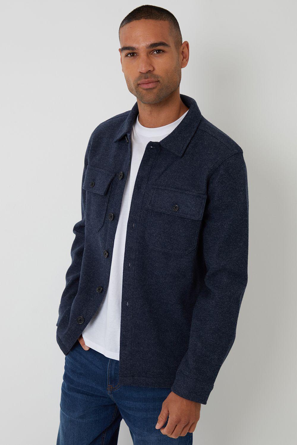 Faux Wool Button Up Shacket by THREADBARE