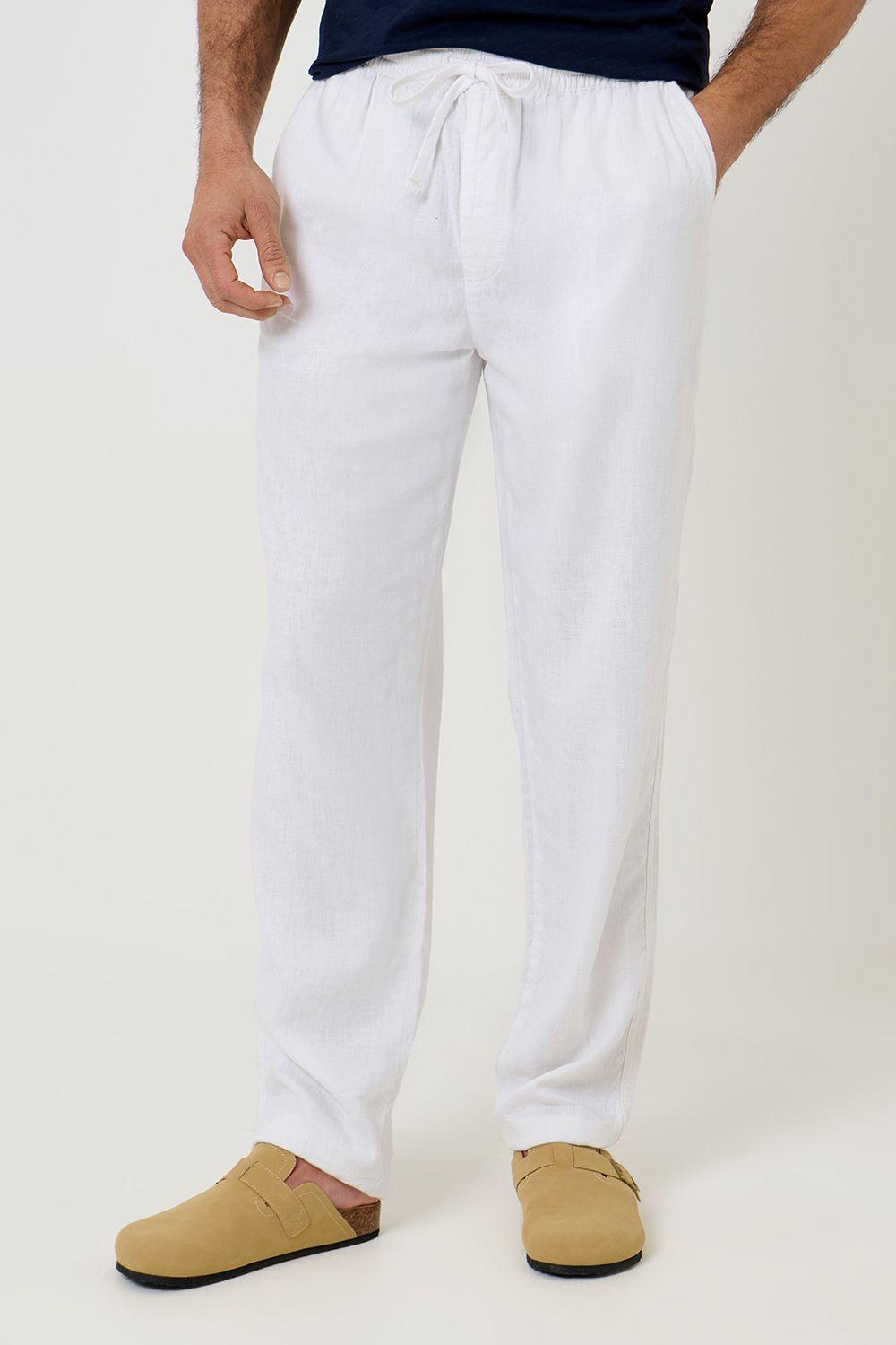 'Fellow' Linen Blend Drawcord Trousers by THREADBARE