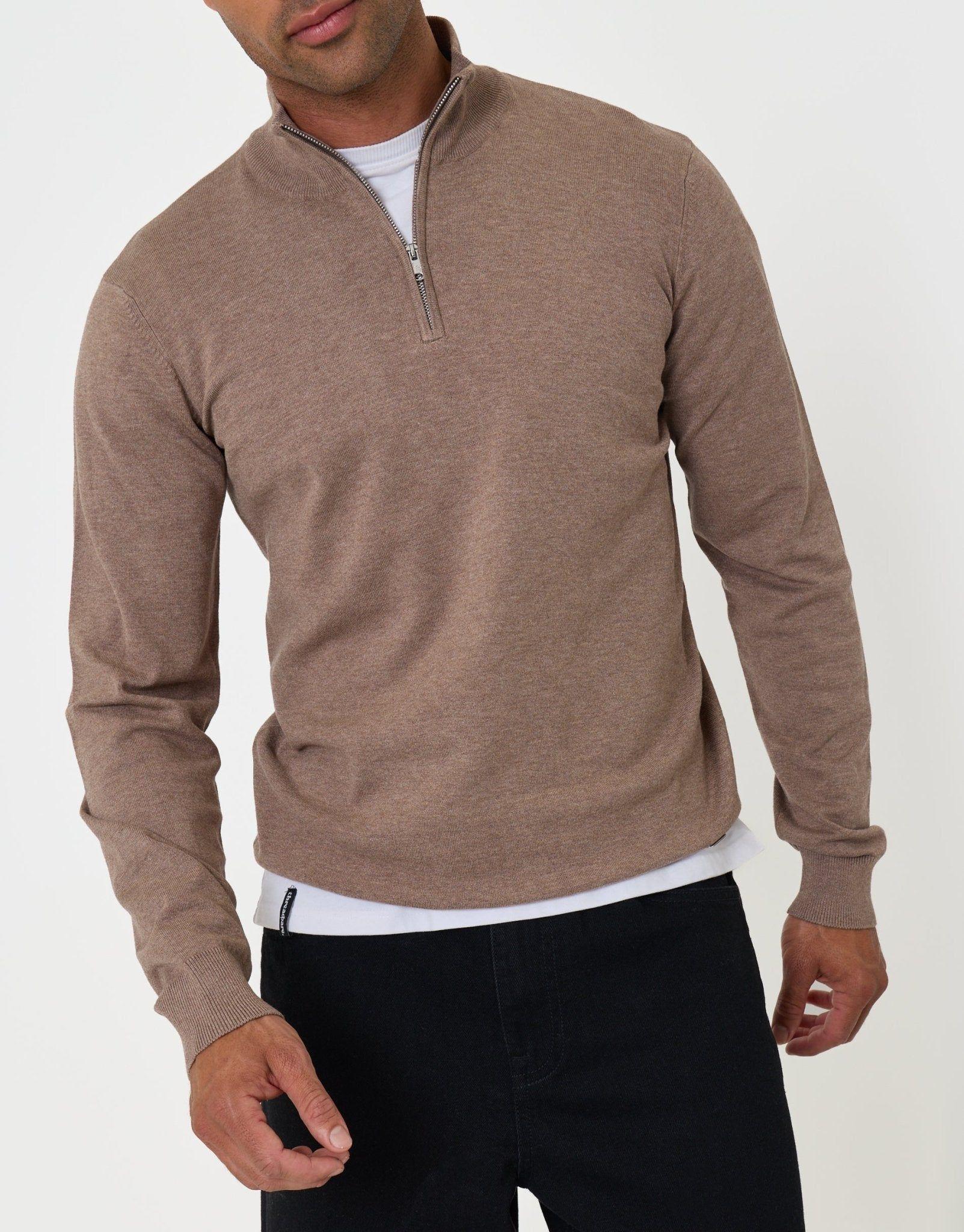 Funnel Neck Quarter Zip Knitted Jumper by THREADBARE