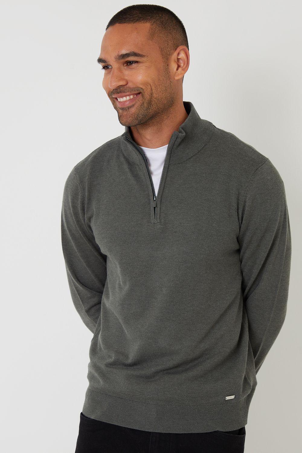 Funnel Neck Quarter Zip Knitted Jumper by THREADBARE