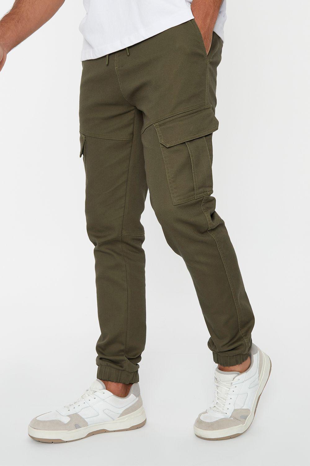 'Garrix' Cotton Blend Cargo Pocket Jogger Style Trousers by THREADBARE