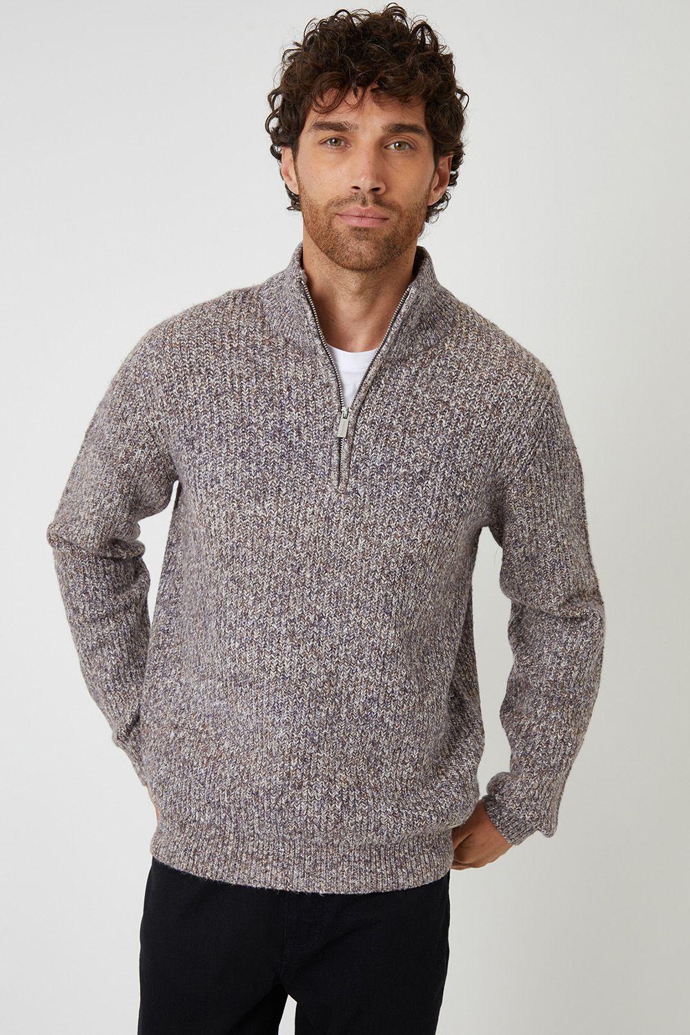 Knitted Quarter Zip Jumper by THREADBARE