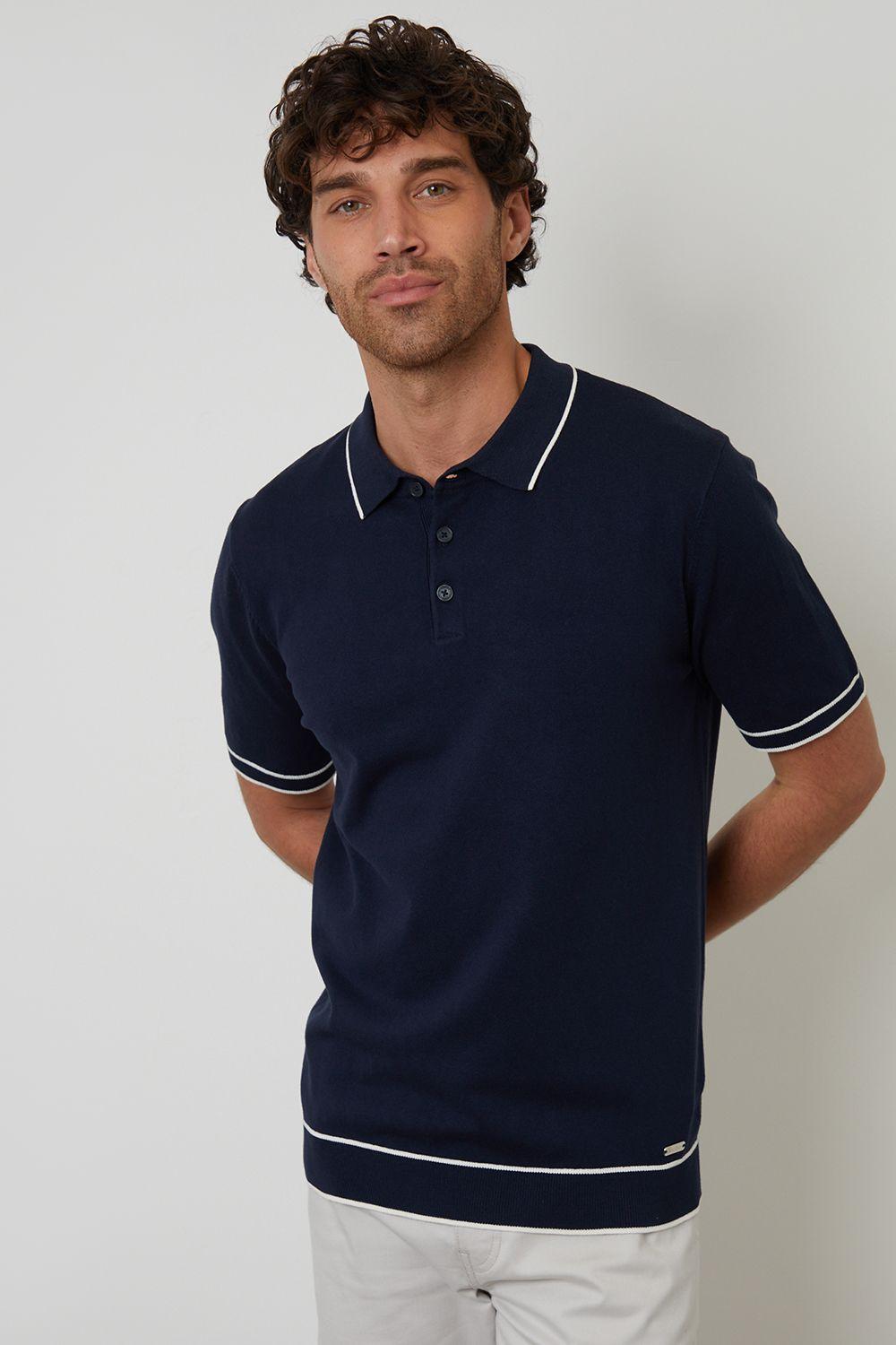 Knitted Short Sleeve Polo Shirt by THREADBARE