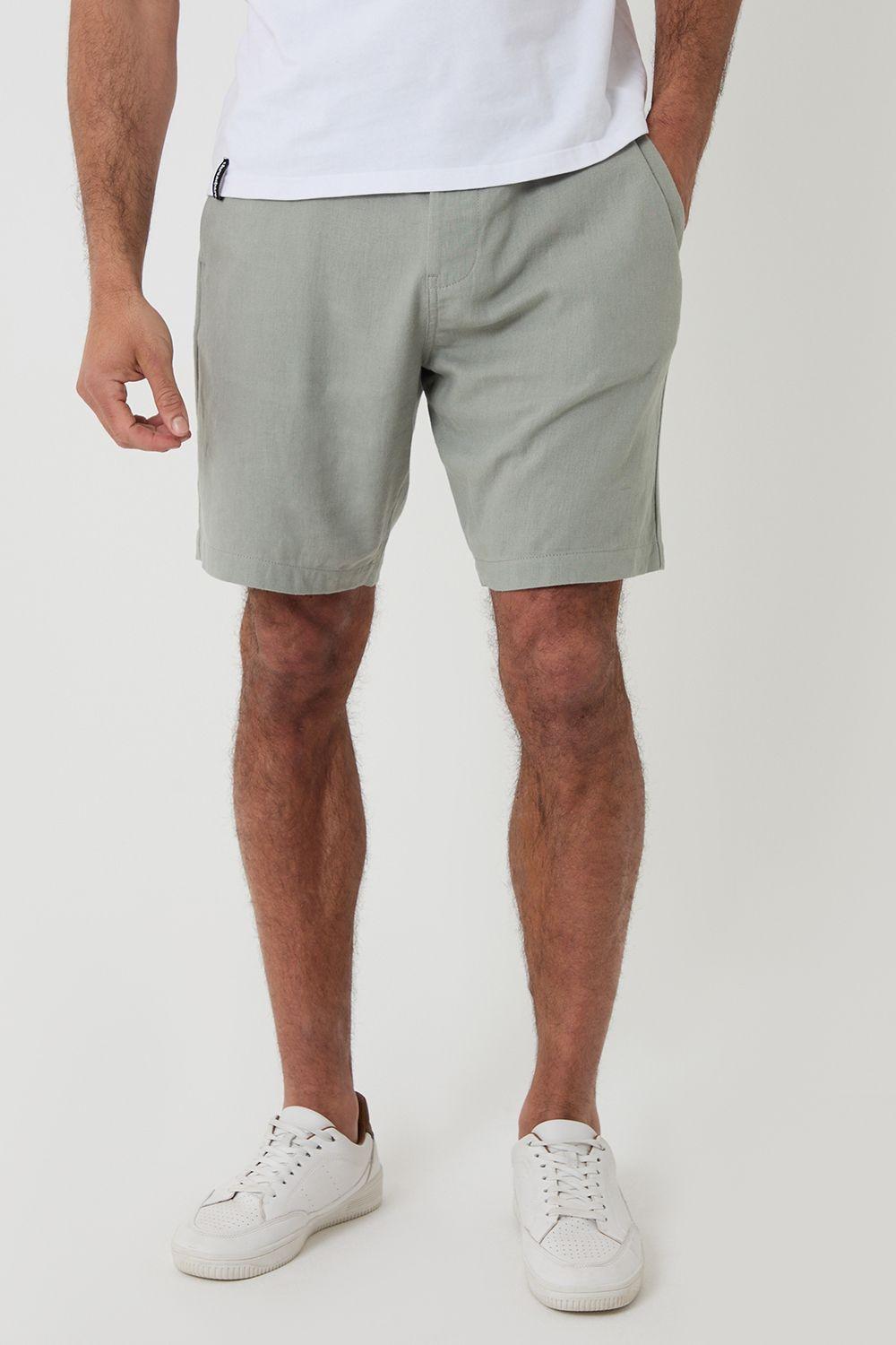 Linen Blend Shorts with Belt by THREADBARE