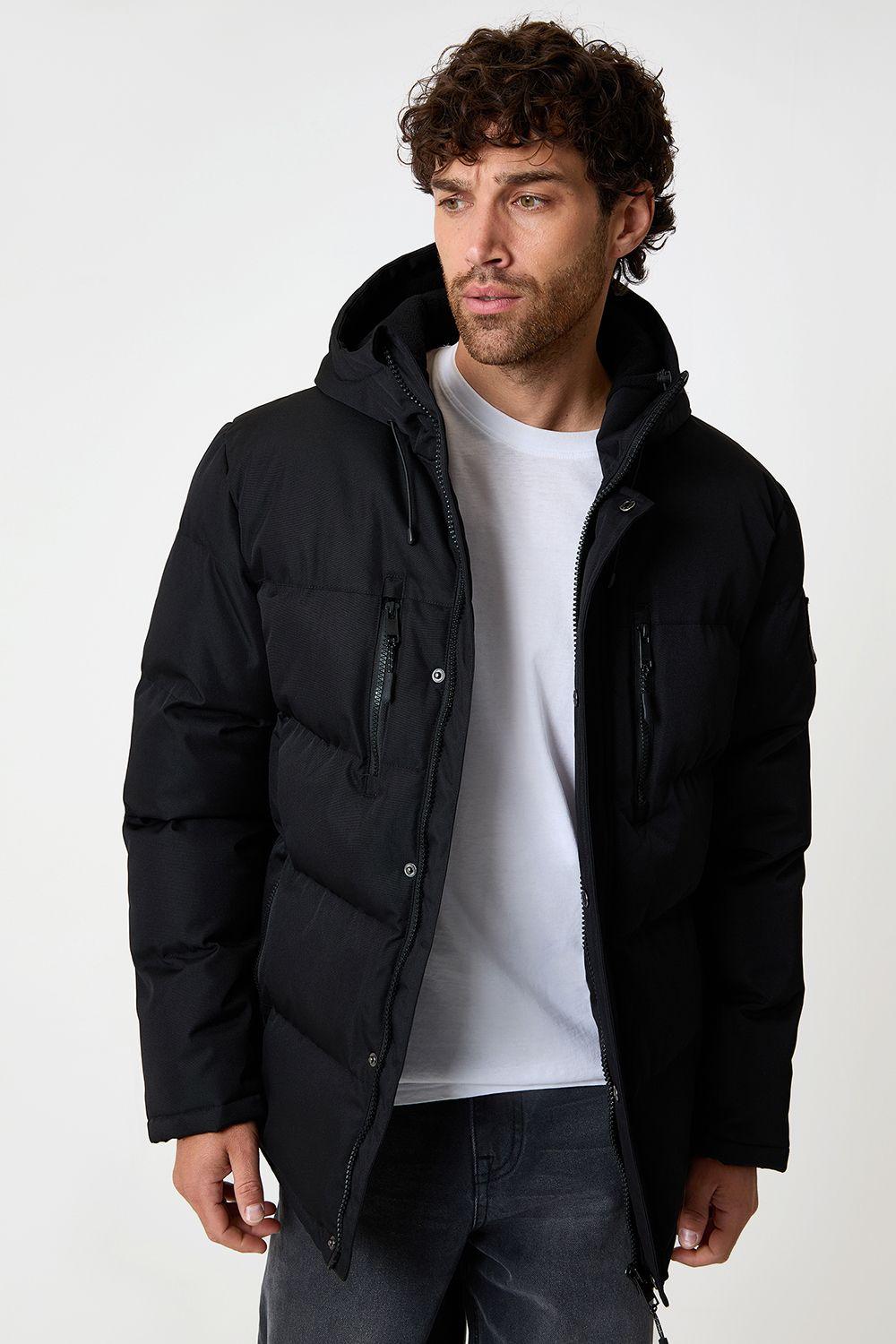 Longline Hooded Puffer Coat by THREADBARE