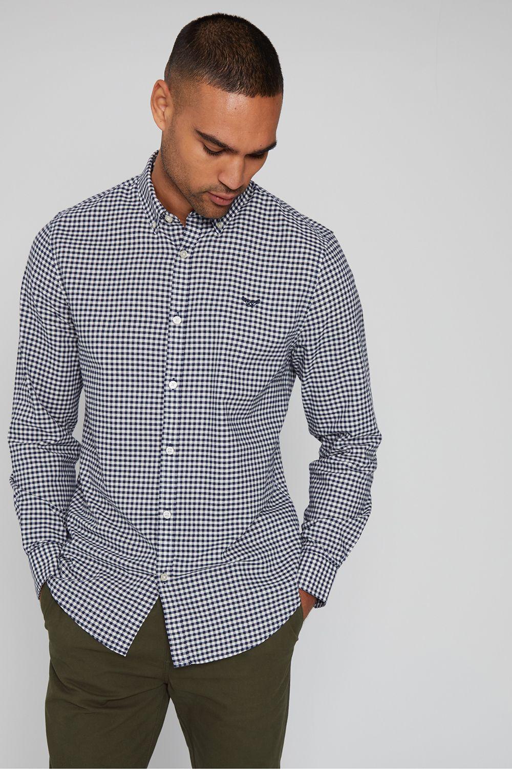 'Luca' Cotton Long Sleeve Check Shirt by THREADBARE