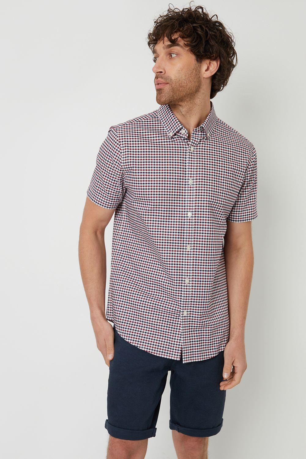'Marcello' Cotton Short Sleeve Check Shirt by THREADBARE