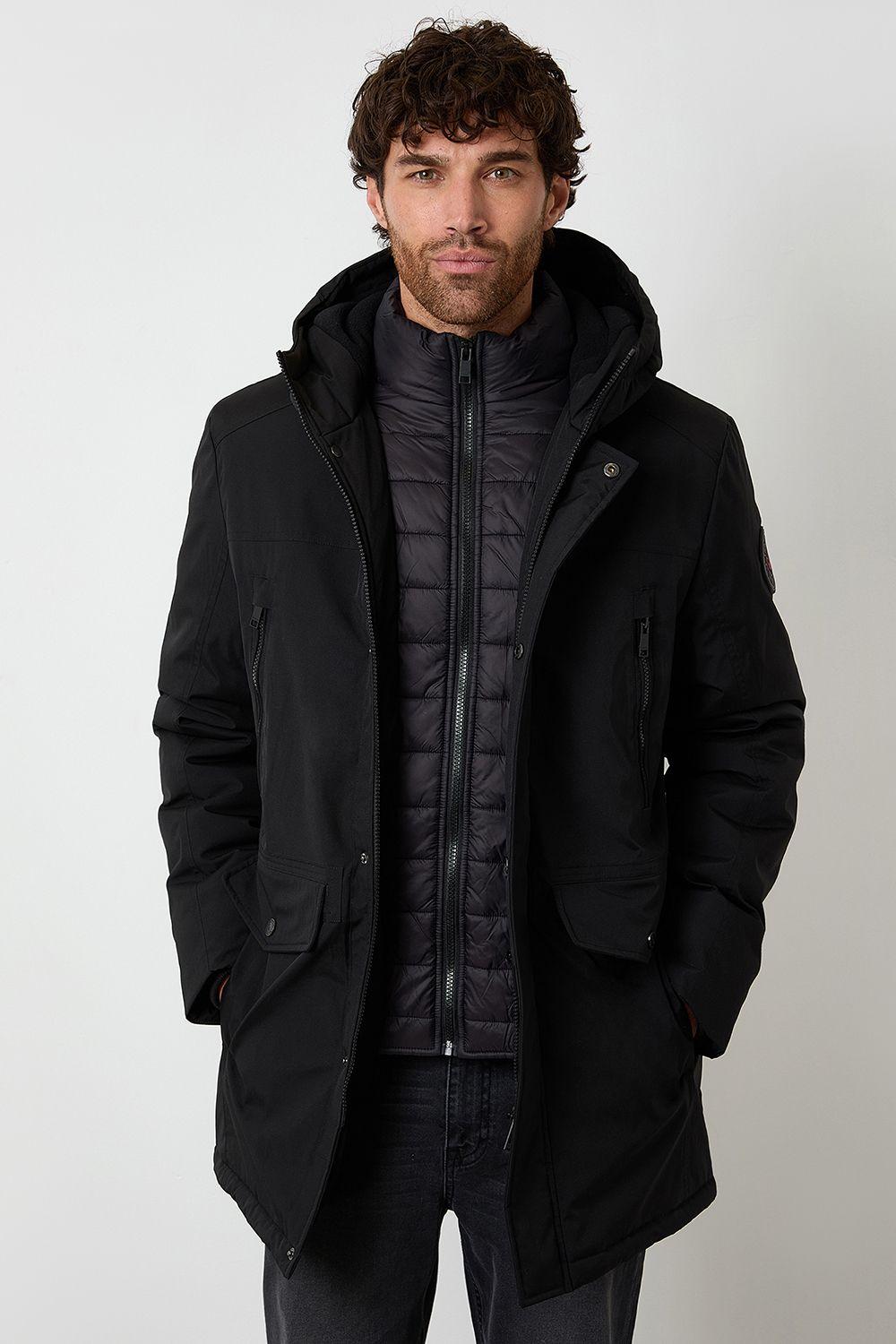 Mock Inner Longline Utility Coat by THREADBARE