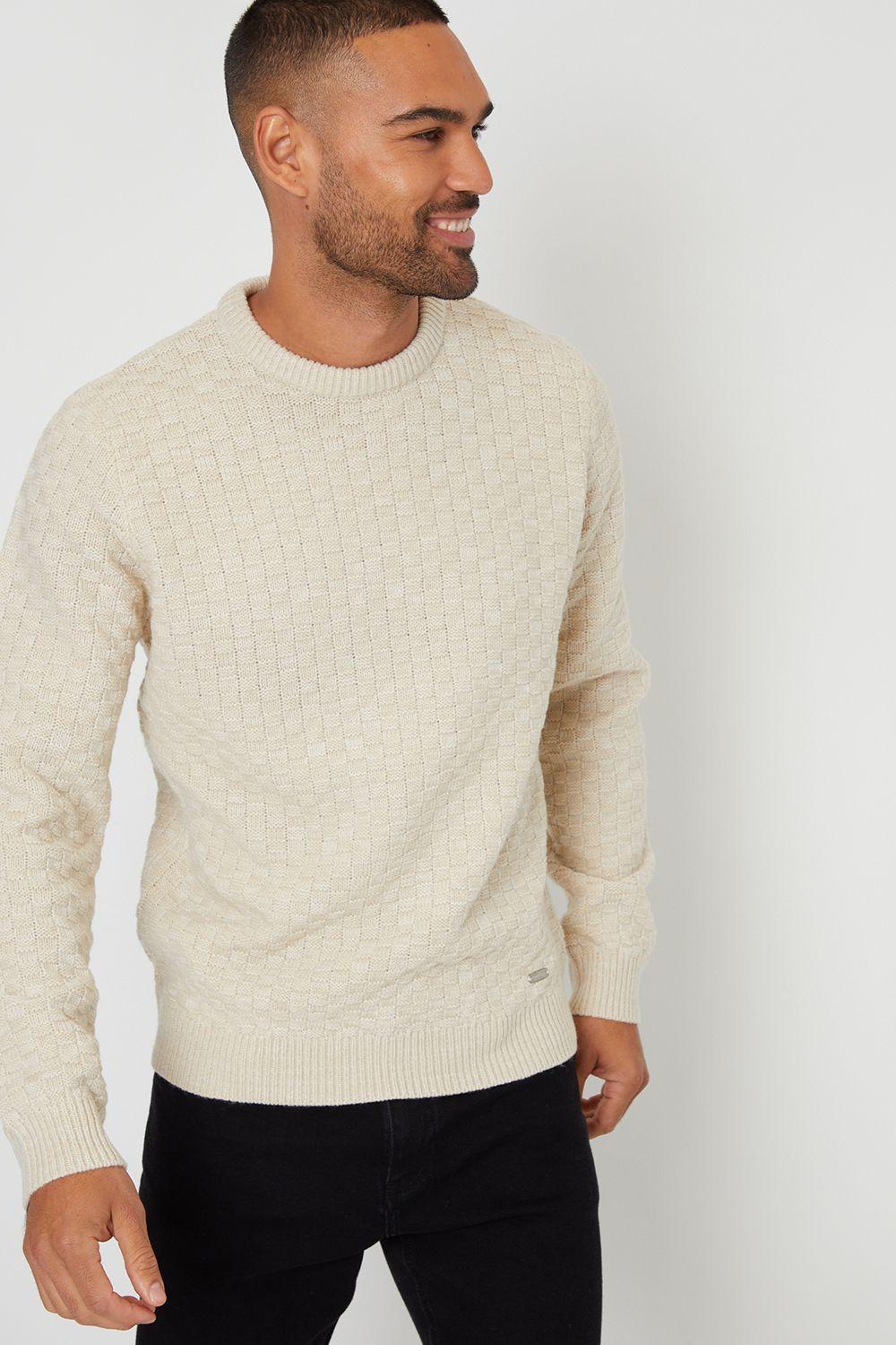 'Oldcastle' Textured Knit Crew Neck Jumper by THREADBARE