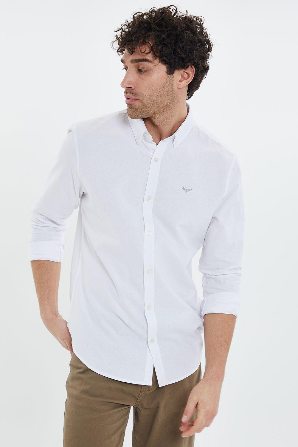 Oxford Cotton 'Beacon' Long Sleeve Shirt by THREADBARE