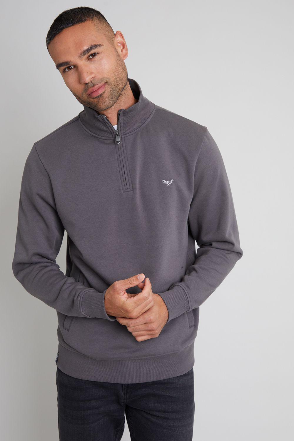 'Patrick' Quarter Zip Neck Sweatshirt by THREADBARE