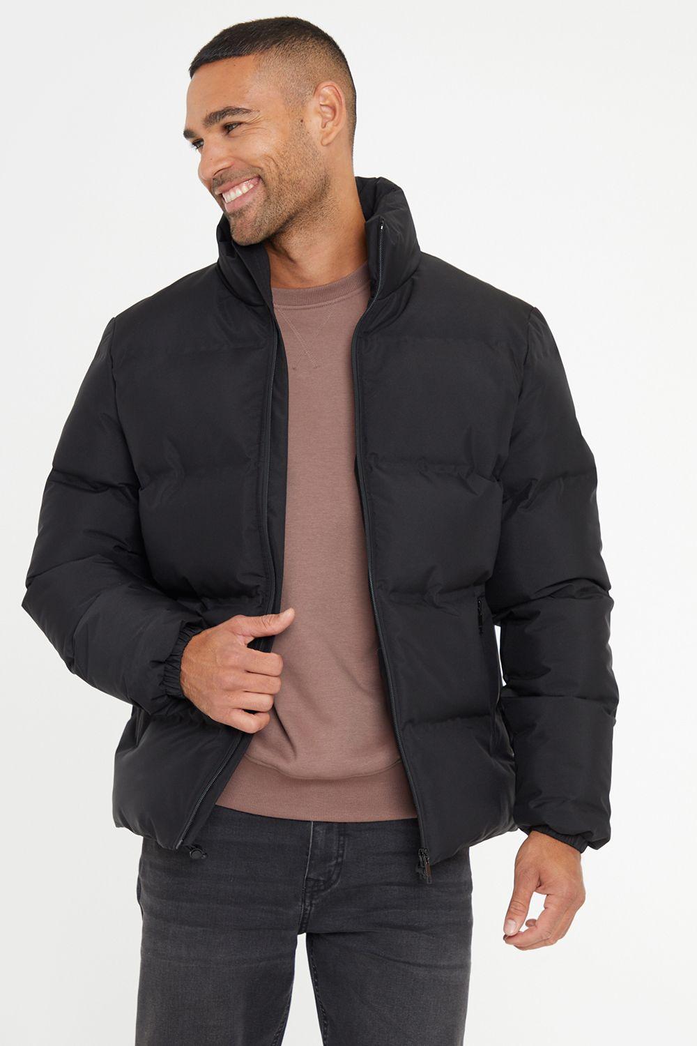 'Plum' Showerproof Funnel Neck Puffer Jacket by THREADBARE