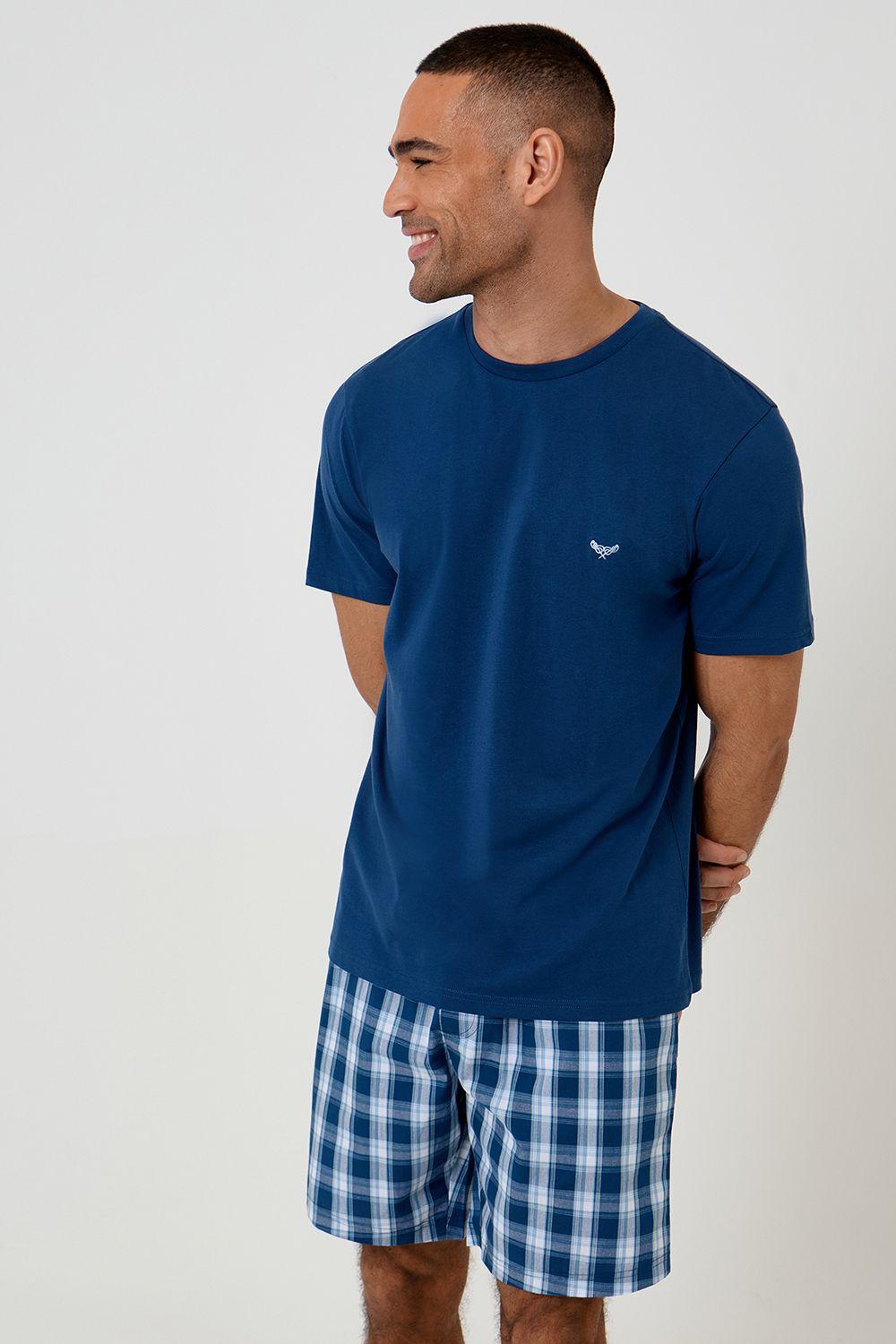 Pyjama T-Shirt & Check Shorts Set by THREADBARE
