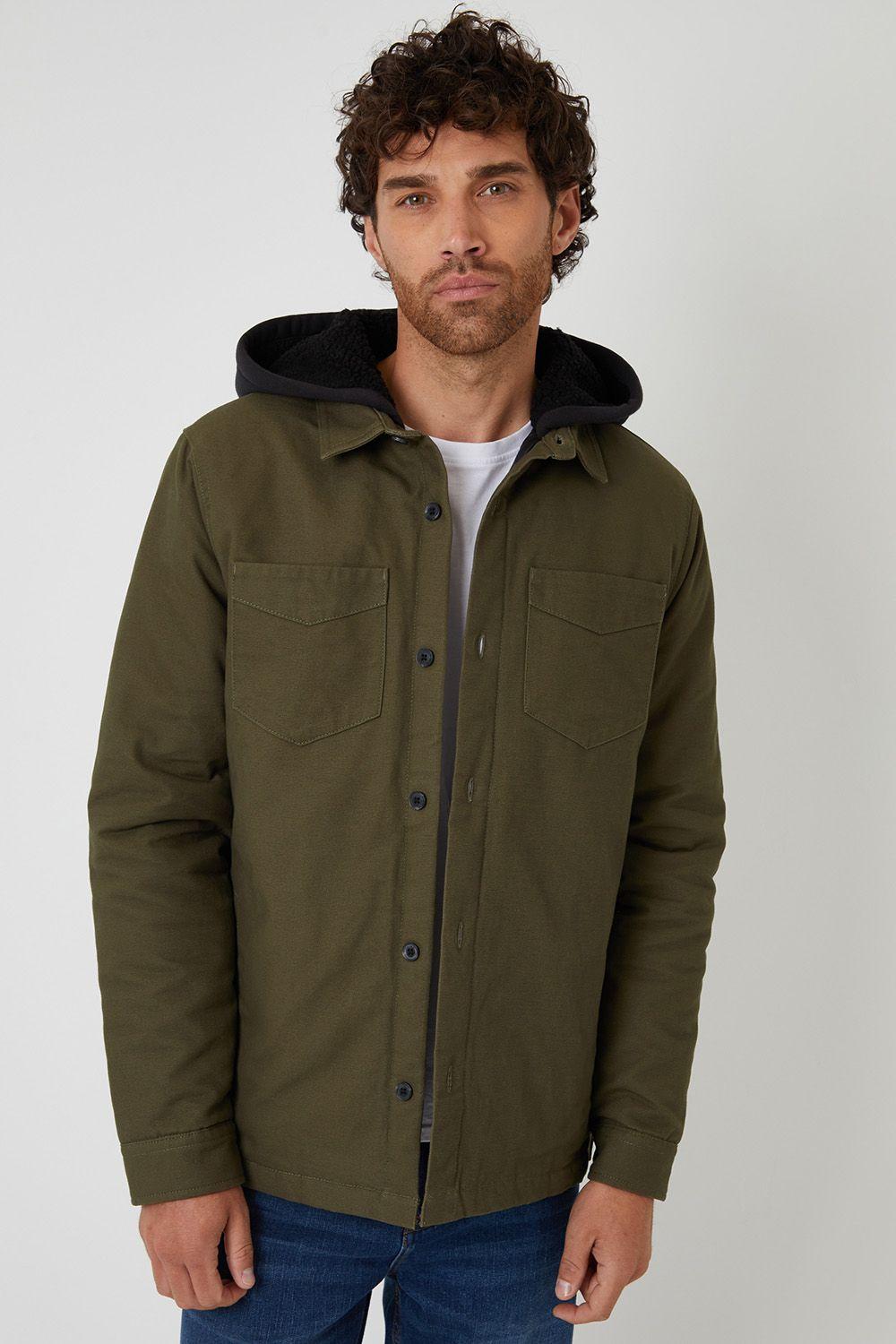 Quilted Shacket with Borg Lined Hood by THREADBARE
