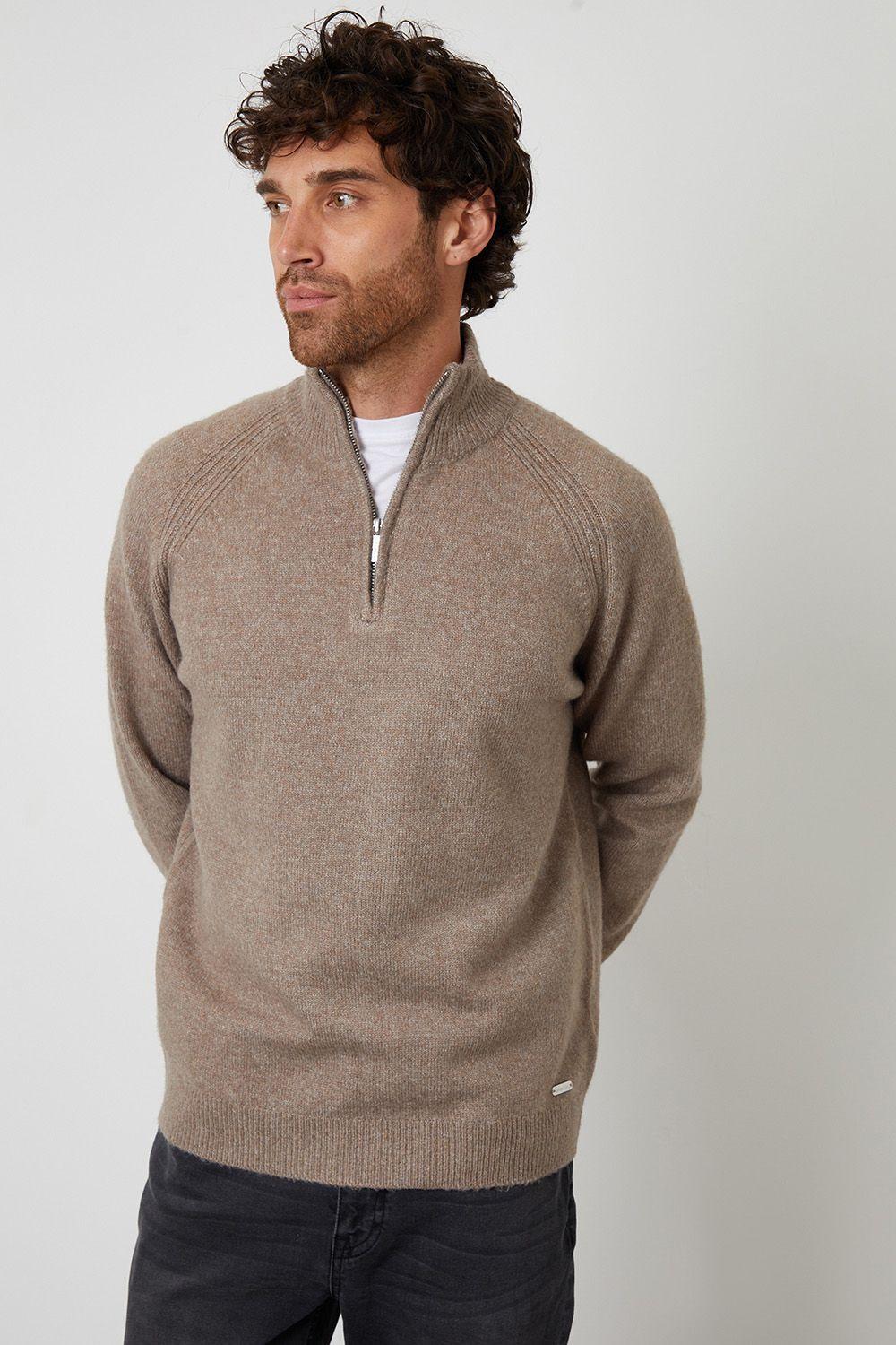 Raglan Rib Quarter Zip Knitted Jumper by THREADBARE