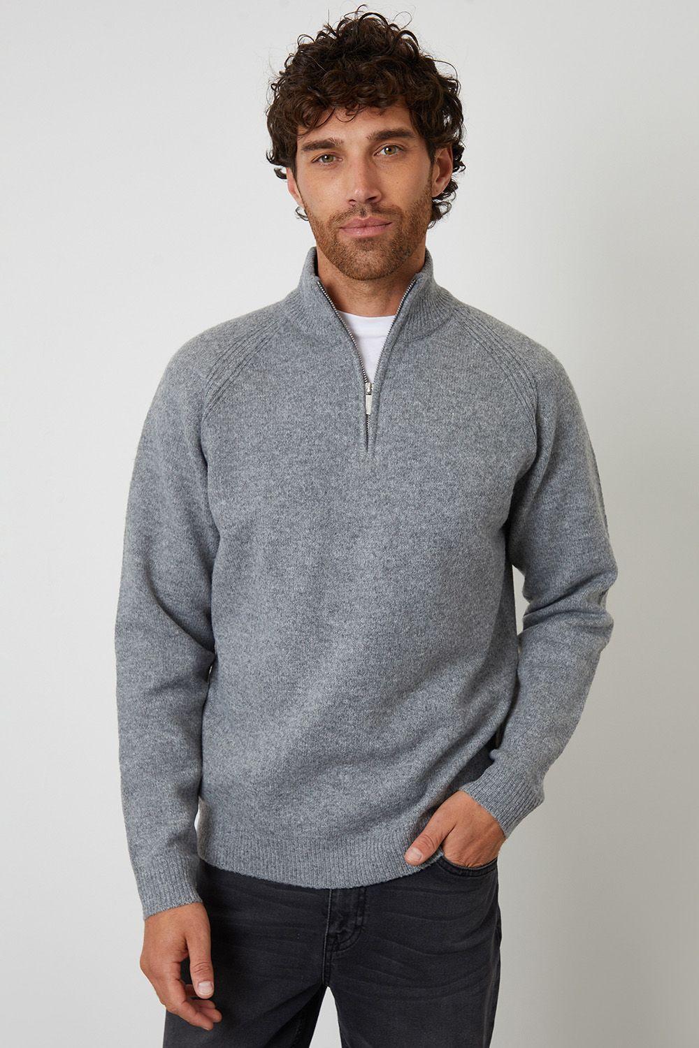 Raglan Rib Quarter Zip Knitted Jumper by THREADBARE
