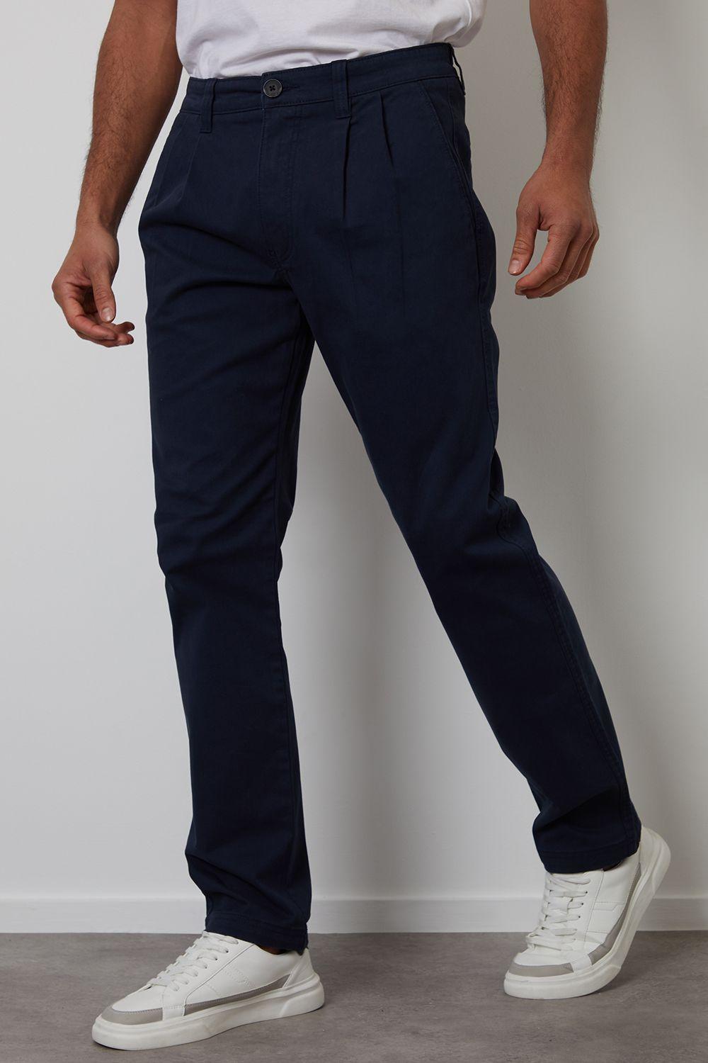 Relaxed Fit Cotton Chino Trousers With Stretch by THREADBARE
