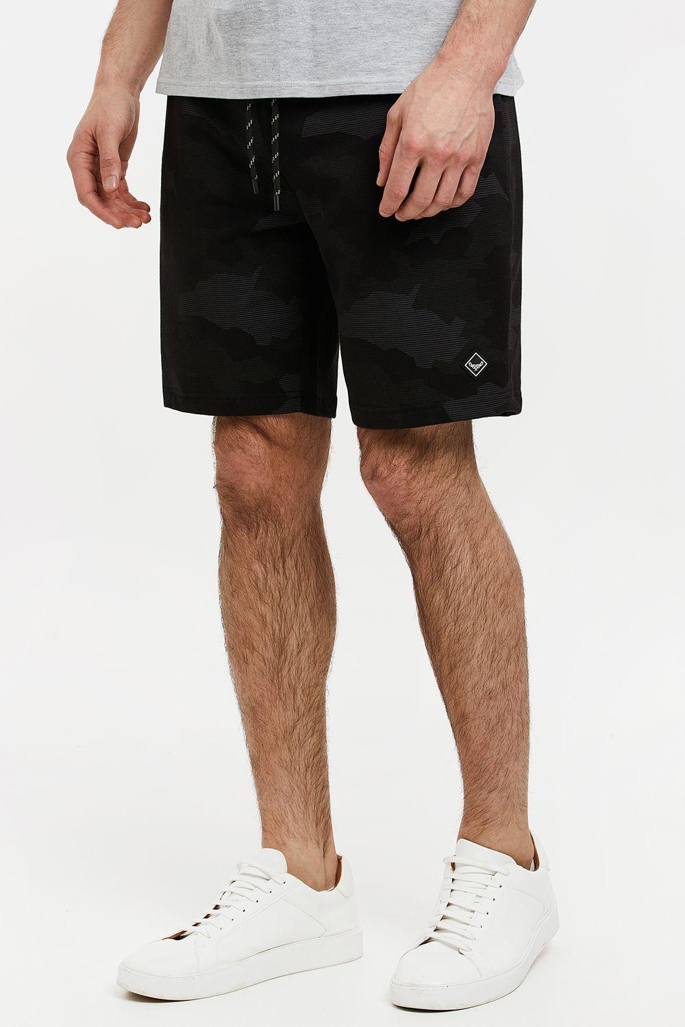 'Shay' Camo Print Cotton Blend Fleece Shorts by THREADBARE