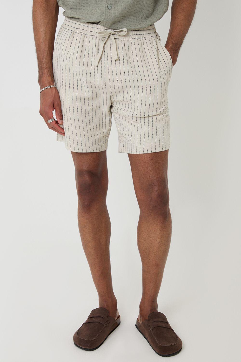 Shorter Length Stripe Cotton Shorts by THREADBARE