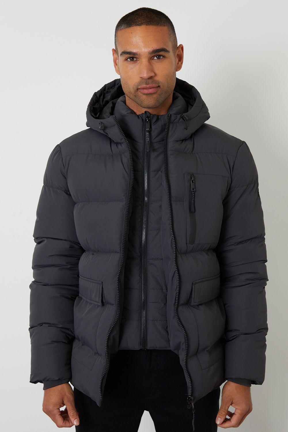 Showerproof Double Layer Puffer Jacket by THREADBARE