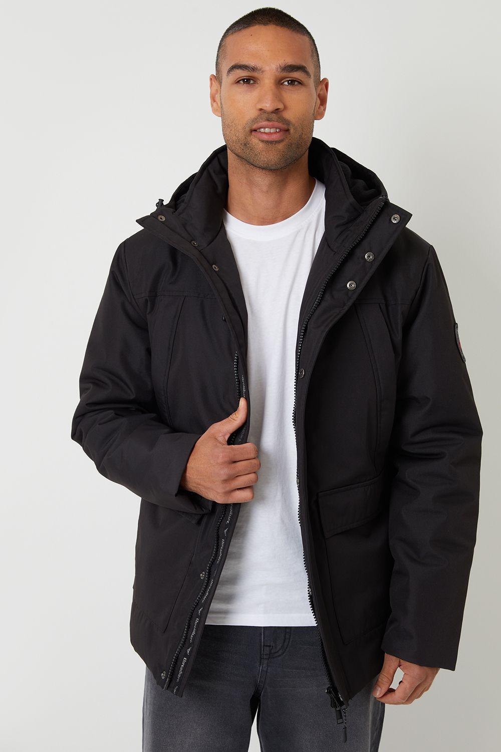 Showerproof Longline Hooded Padded Jacket by THREADBARE