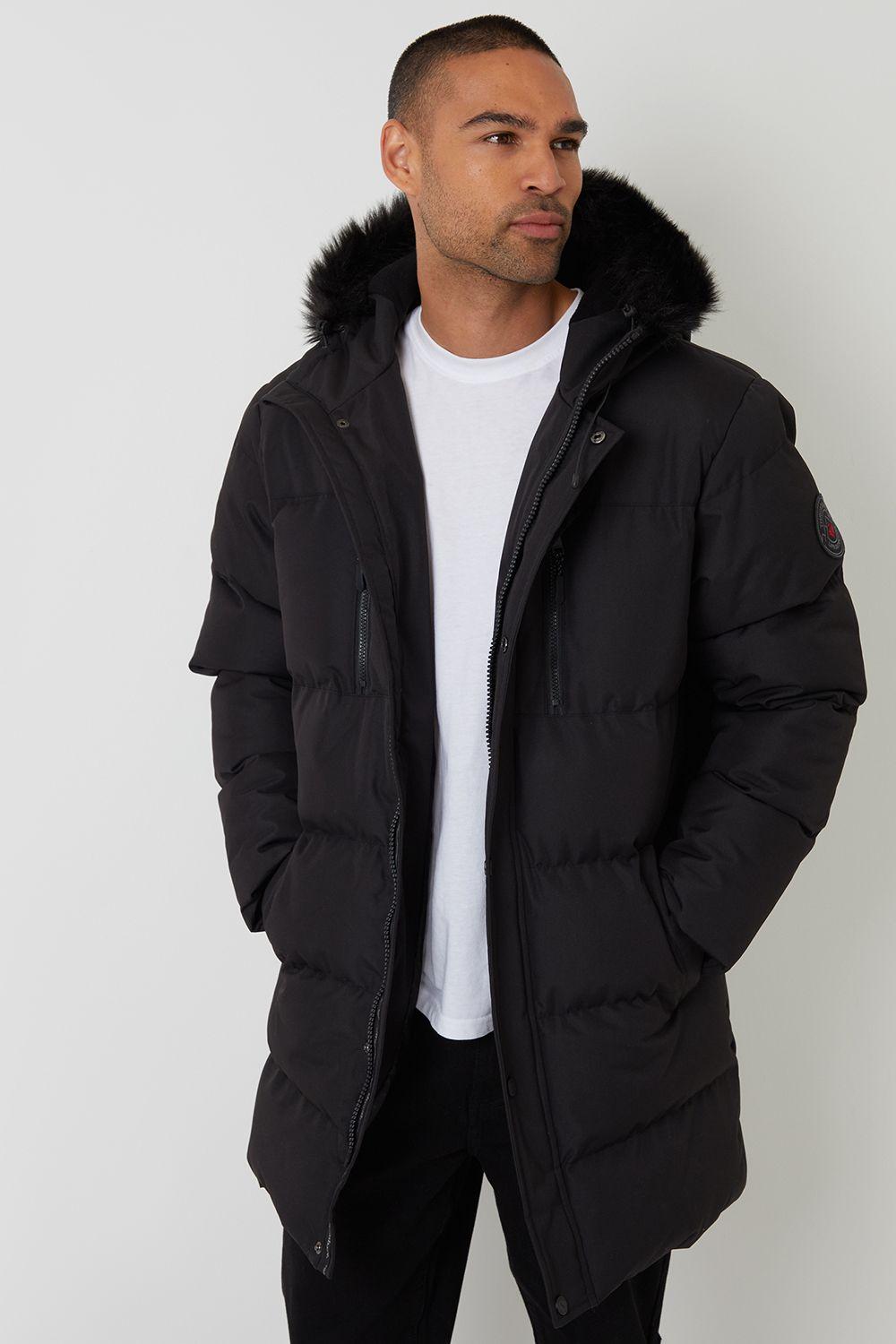 Showerproof Longline Quilted Parka Jacket by THREADBARE