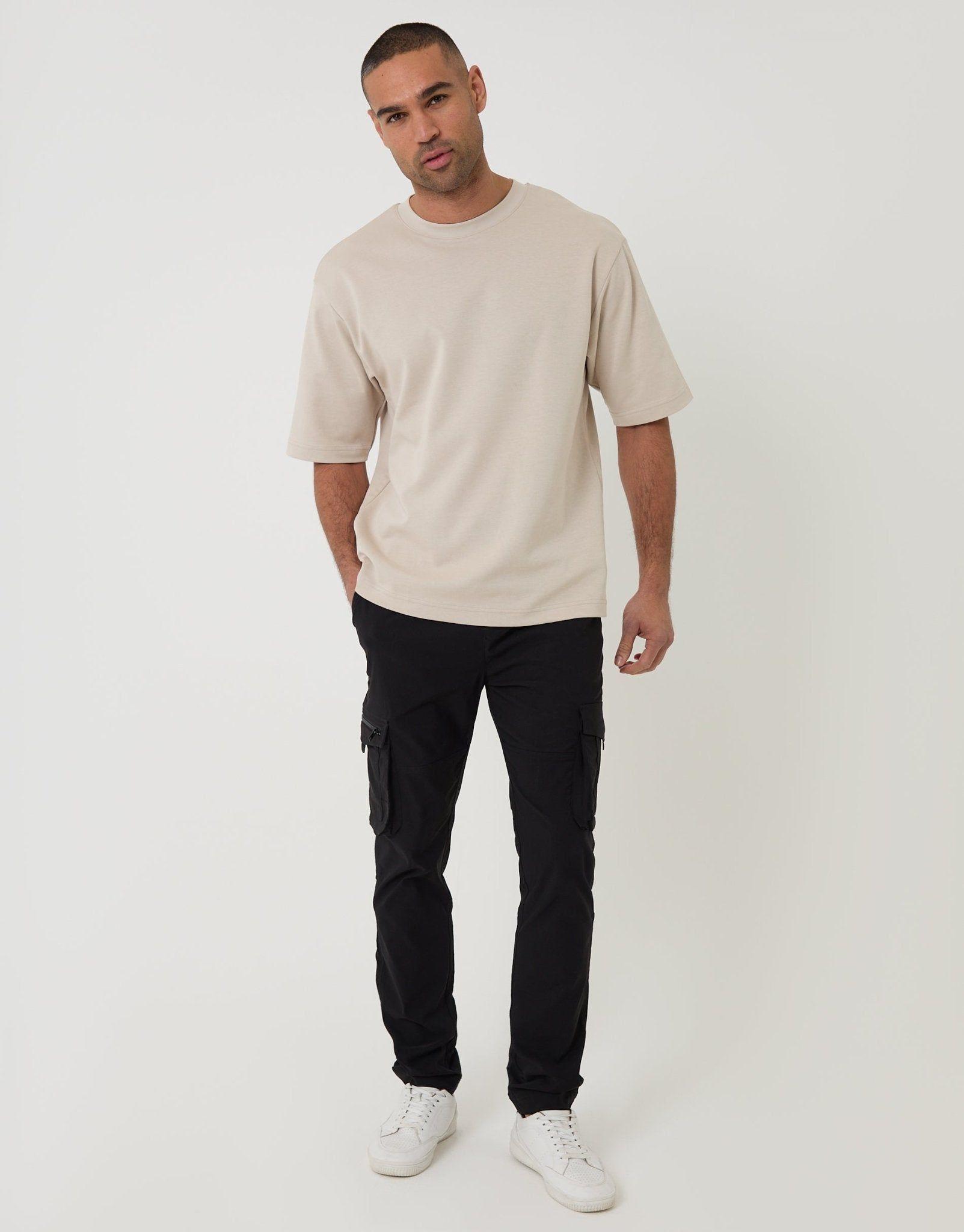 Slim Fit Stretch Cargo Trousers in Khaki Green by THREADBARE