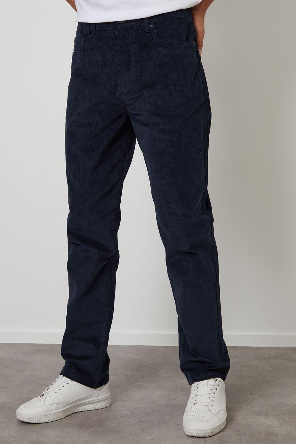 Straight Leg 5 Pocket Corduroy Trousers With Stretch by THREADBARE Straight Leg 5 Pocket Corduroy Trousers With Stretch by THREADBARE