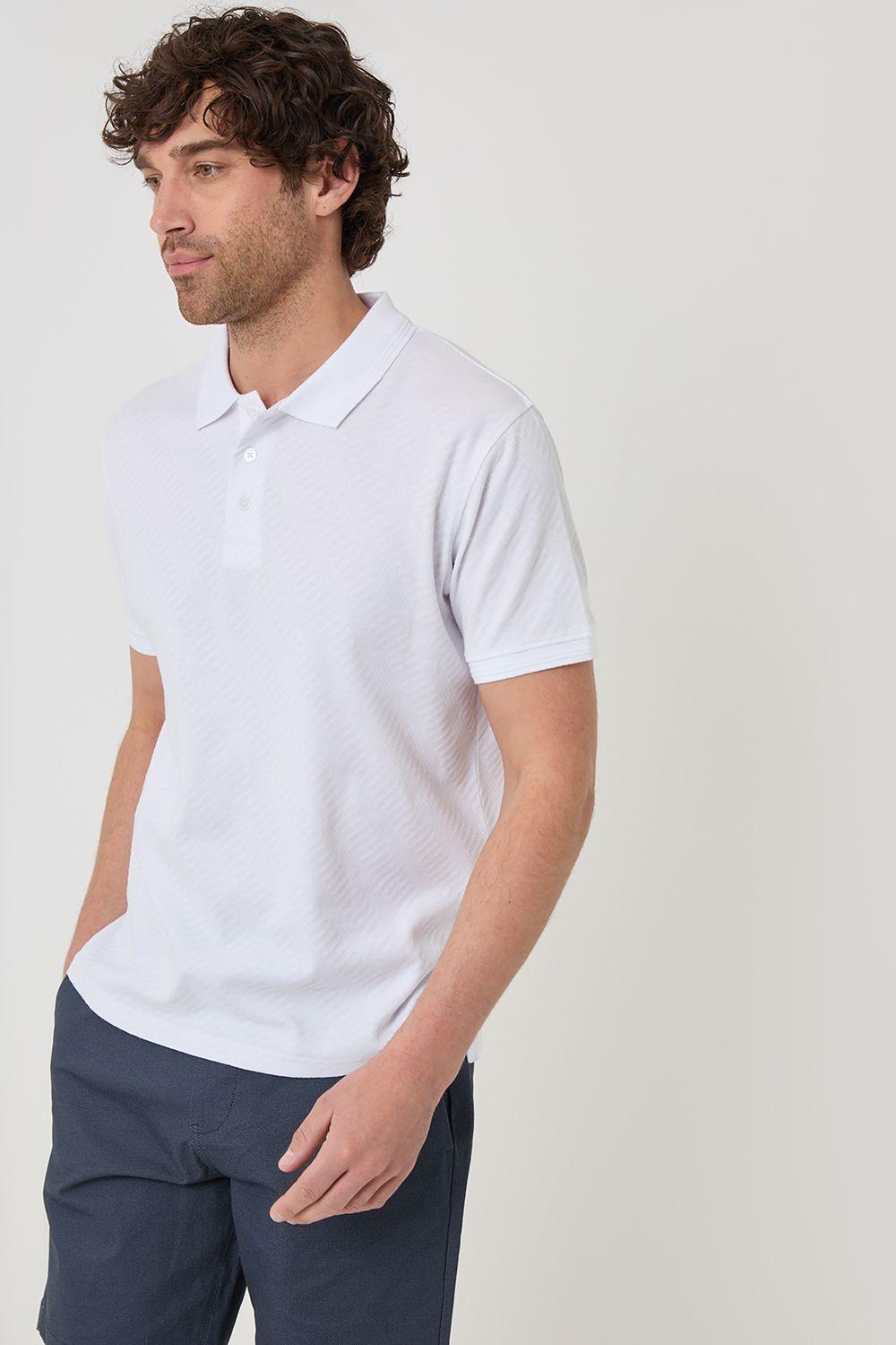 Textured Cotton Polo Shirt by THREADBARE
