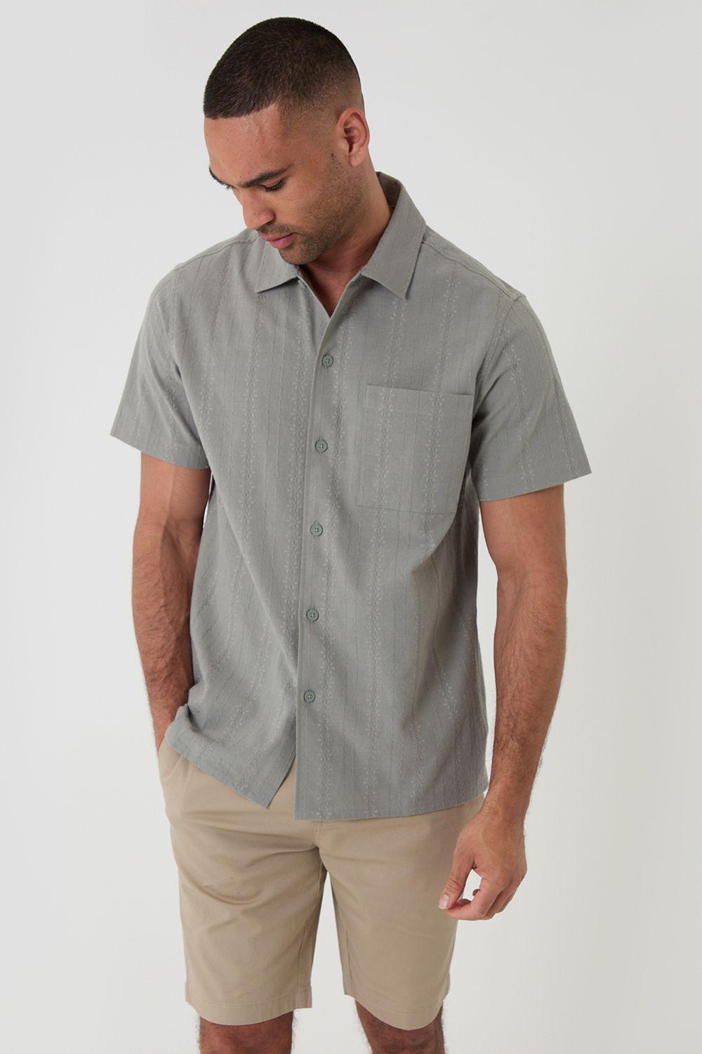 Textured Cotton Short Sleeve Shirt by THREADBARE