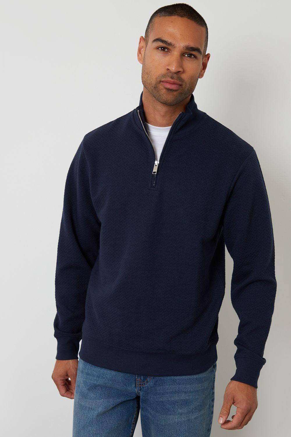 Textured Quarter Zip Sweatshirt by THREADBARE