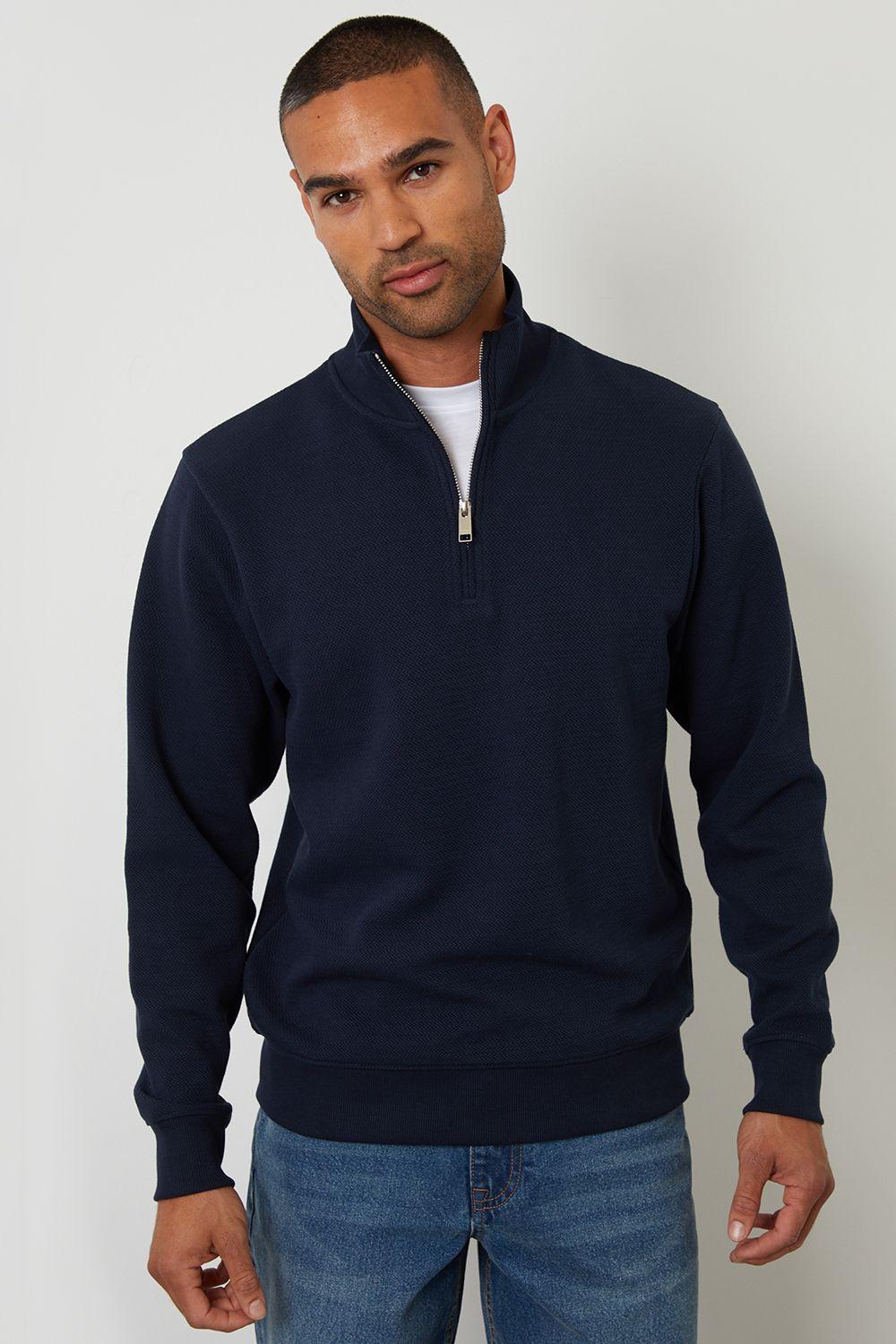 Textured Quarter Zip Sweatshirt by THREADBARE