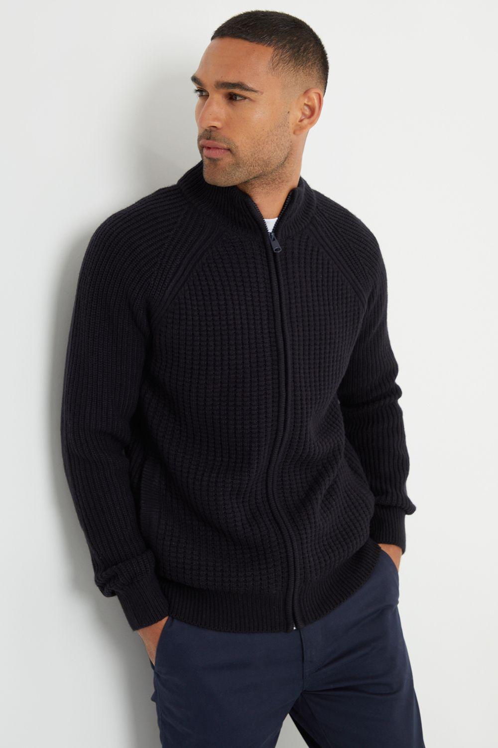 'Westleigh' Zip Up Cardigan with Microfleece Lining by THREADBARE 'Westleigh' Zip Up Cardigan with Microfleece Lining by THREADBARE