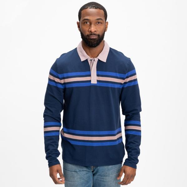 Ashby Pique Striped Long-Sleeve Polo Shirt by THREADS 4 THOUGHT