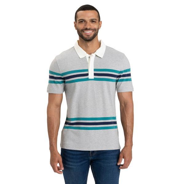 Ashby Pique Striped Polo Shirt by THREADS 4 THOUGHT