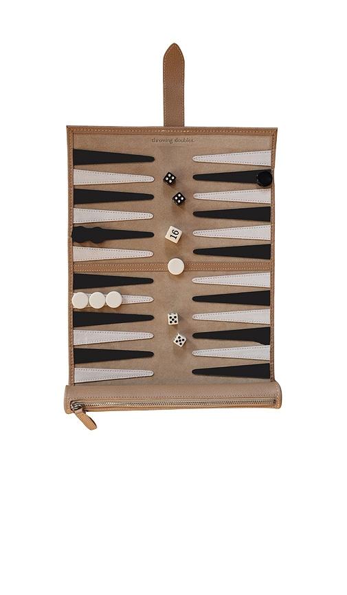 Throwing Doubles Manhattan Travel Backgammon Board in Beige by THROWING DOUBLES