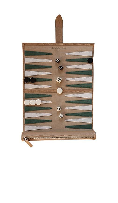 Throwing Doubles Tulum Travel Backgammon Board in Beige by THROWING DOUBLES