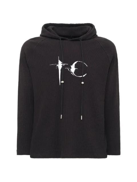 Bulk Shoulder waffle-knit hoodie by THUG CLUB