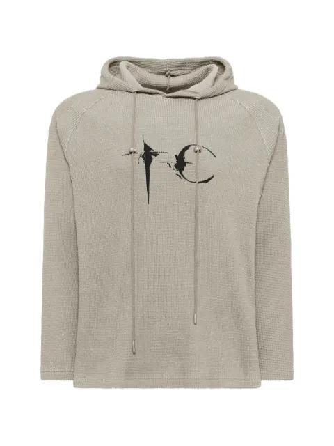 Bulk Shoulder waffle-knit hoodie by THUG CLUB