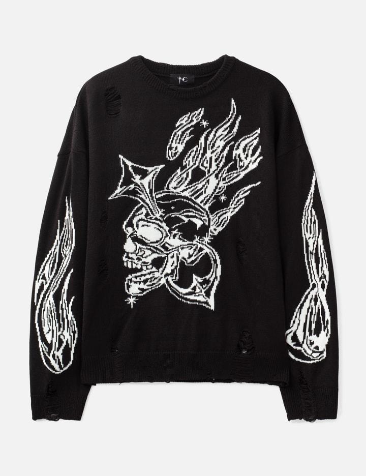 Chrome Skull Knit Sweater by THUG CLUB