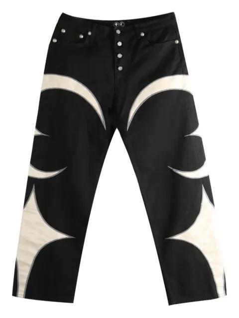 Crescent leather-panelled jeans by THUG CLUB