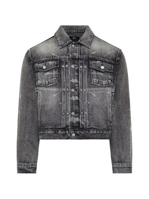 TC Spine laser-etched denim jacket by THUG CLUB