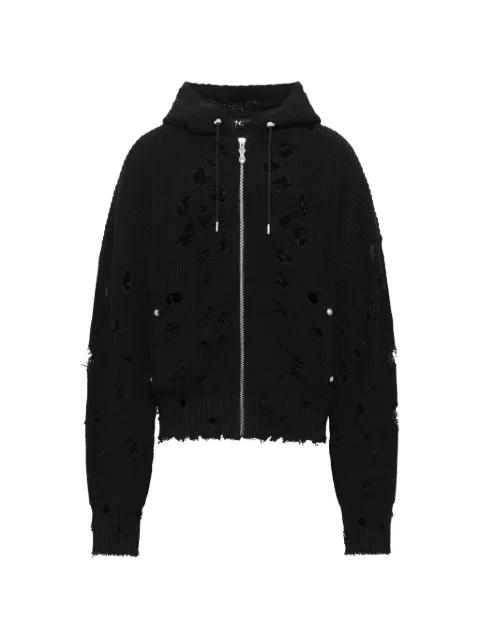 Tc destroyed distressed knit hoodie by THUG CLUB