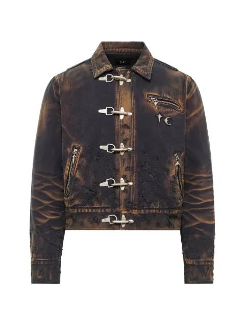 distressed washed denim jacket by THUG CLUB