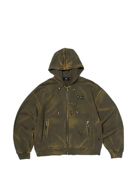 distressed zip-fastening hoodie by THUG CLUB