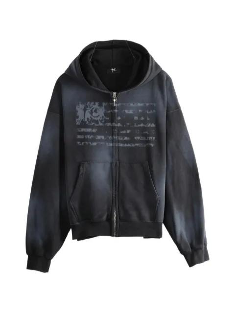 faded-effect full-zip hoodie by THUG CLUB