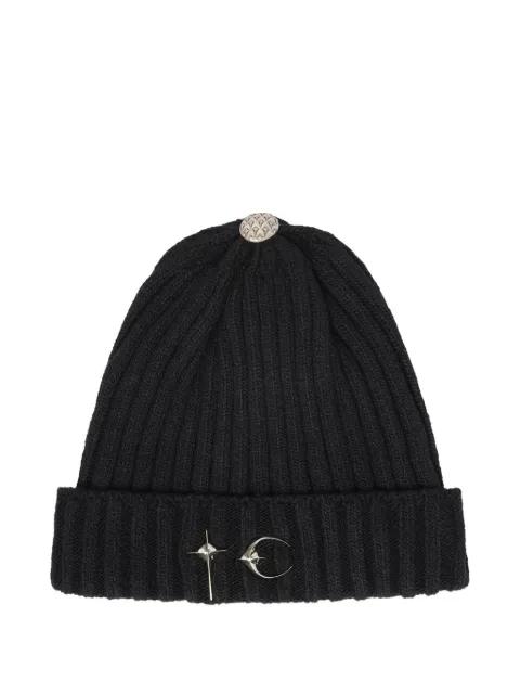 logo-embroidered ribbed-knit beanie hat by THUG CLUB