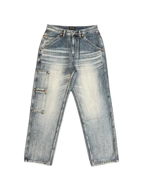 washed-effect stud-embellished jeans by THUG CLUB