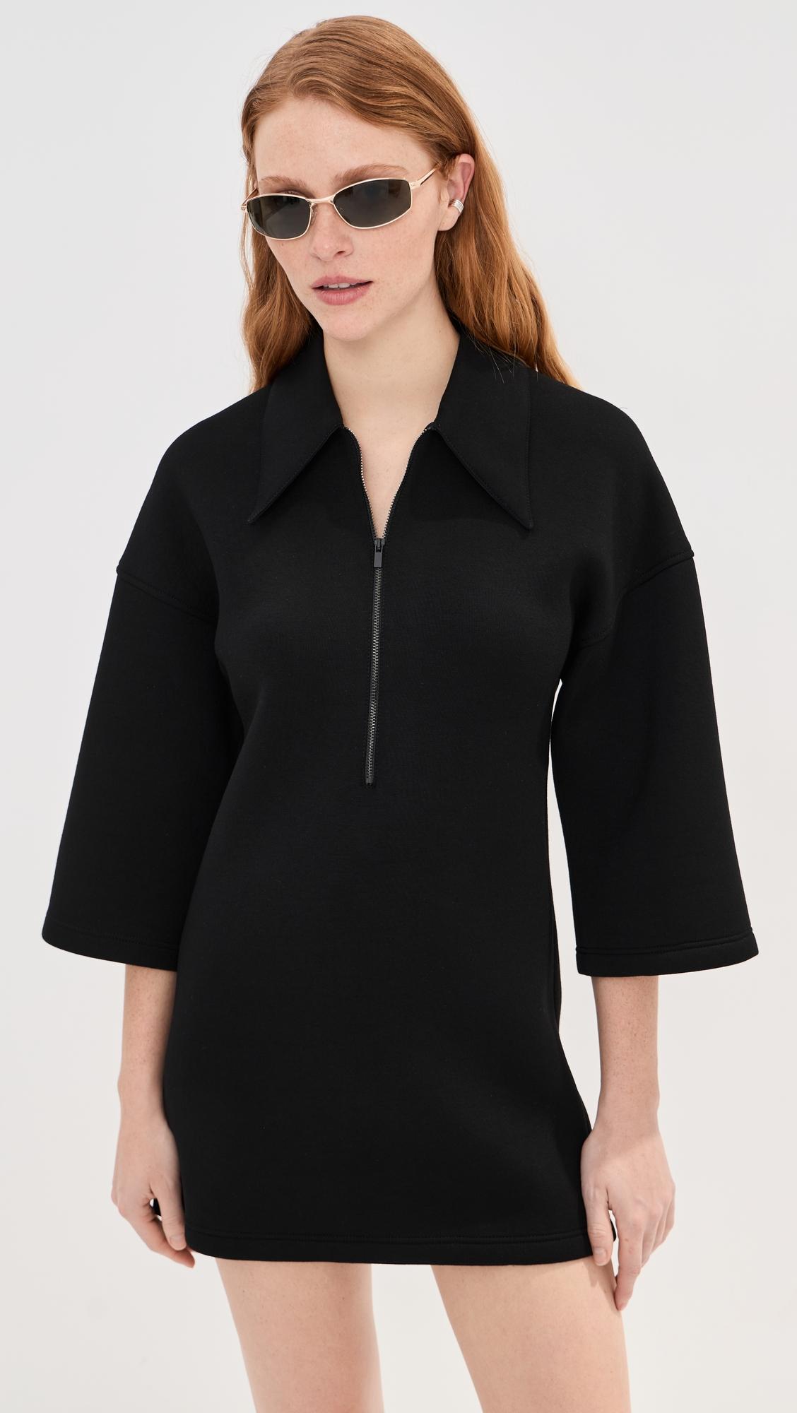 Bonded Viscose Zip Front Short Sleeve Slim Tunic by TIBI