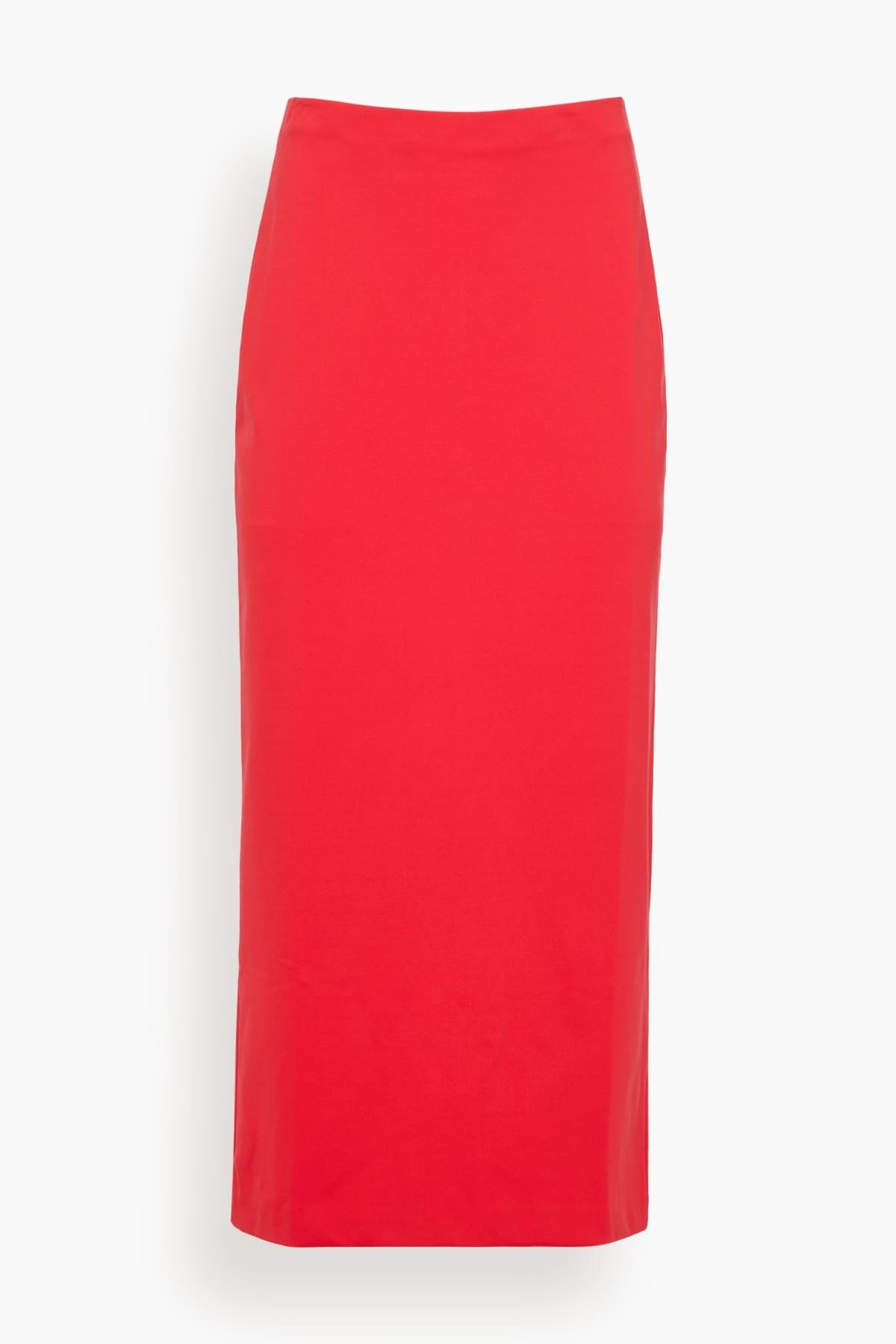 Compact Knit Pencil Skirt in Red by TIBI